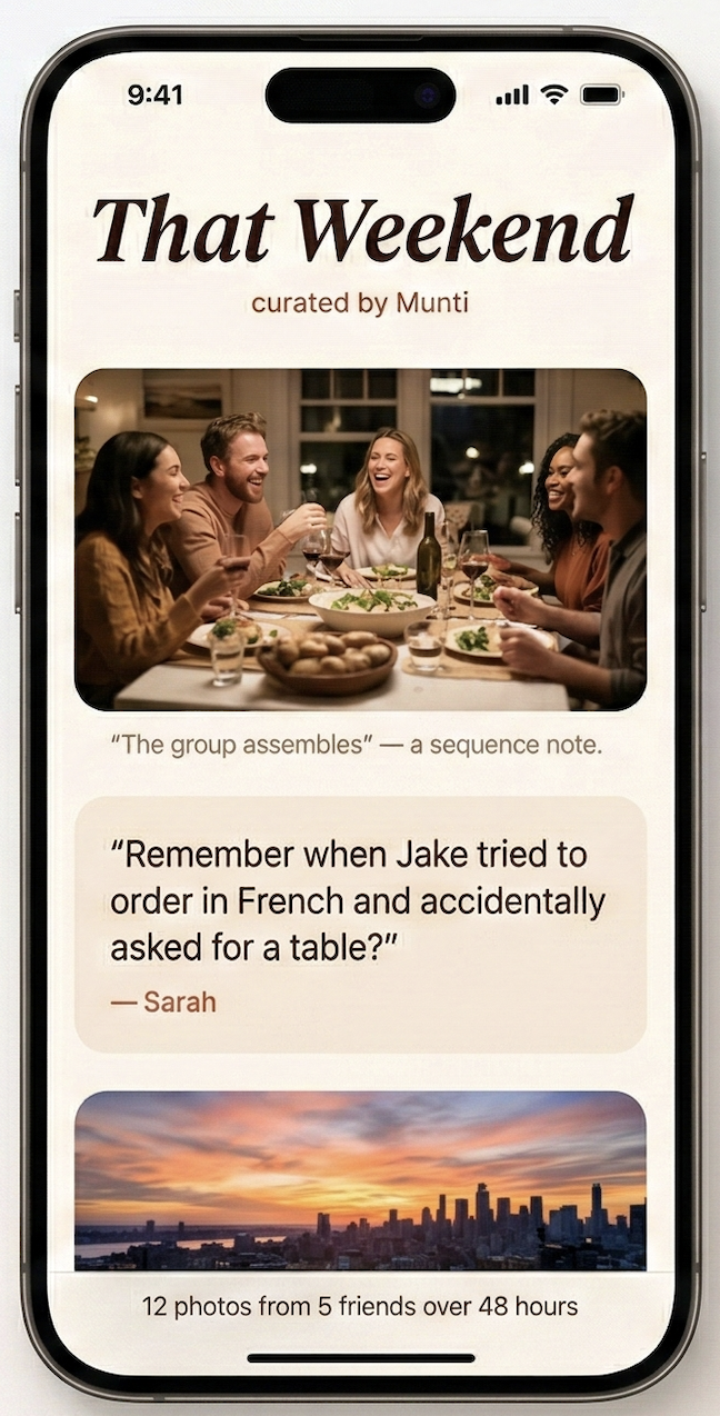 Munti app — a curated capsule reveal